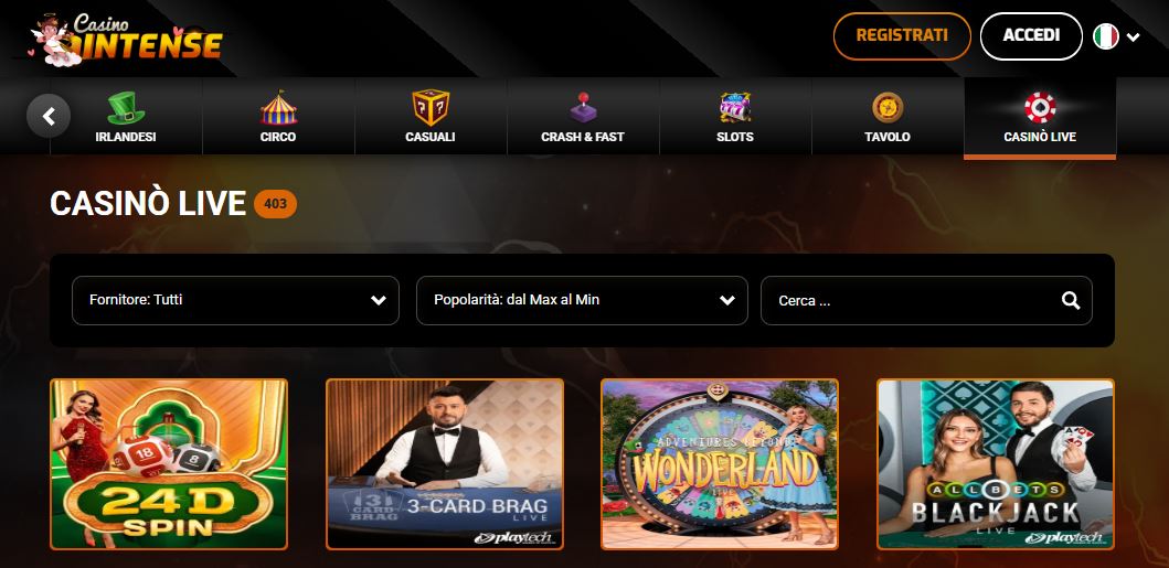 Gioca con dealer reali nel casinò live con 403 tavoli