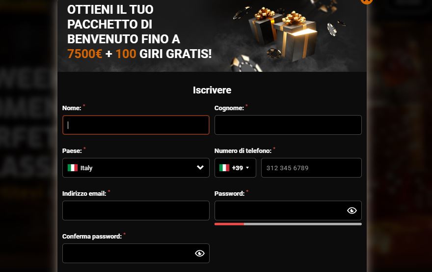 Registrati su Casino Intense e ottieni pacchetto fino a 7500 euro